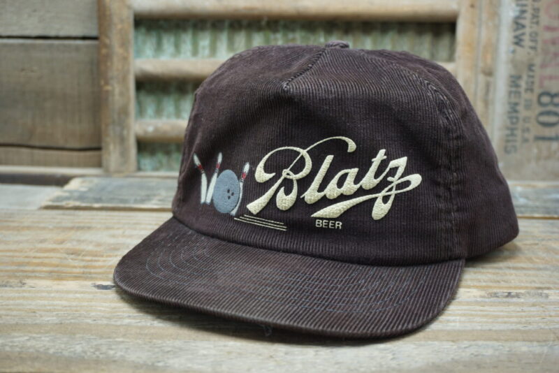 Vintage Blatz Beer Bowling Corduroy Snapback Trucker Hat Cap Spartan Specialties Made in USA
