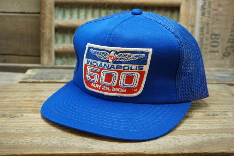 Vintage 70th Indianapolis 500 May 25, 1986 Mesh Patch Trucker Hat Cap Made in Korea