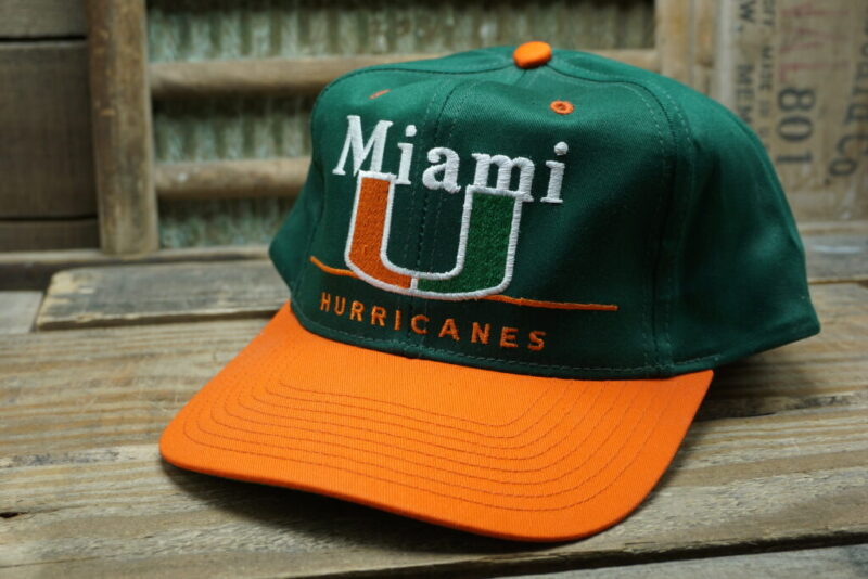 Vintage University of Miami Hurricanes Snapback Cap Hat Twins Enterprise Made in China