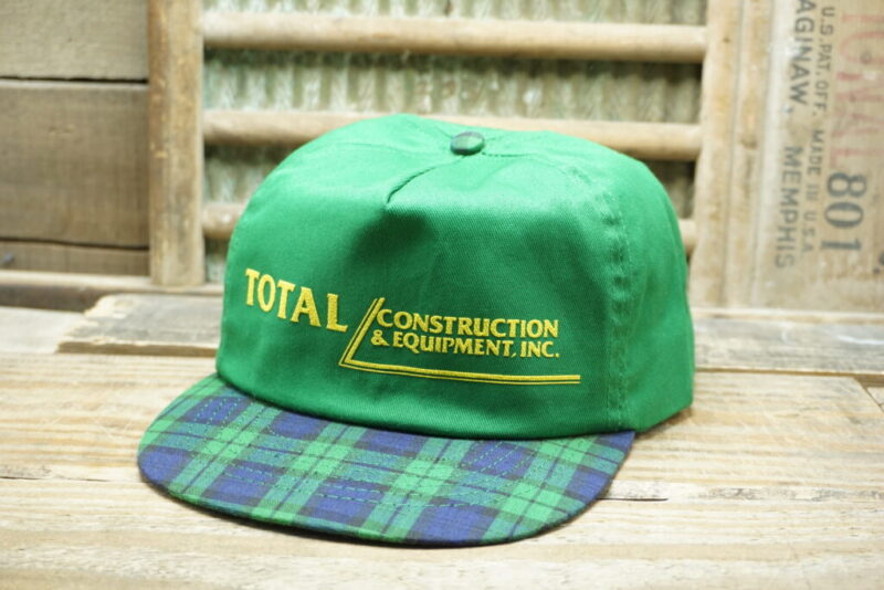 Vintage Total Construction & Equipment INC Plaid Bill Snapback Cap Spartan Promo Group Made in USA