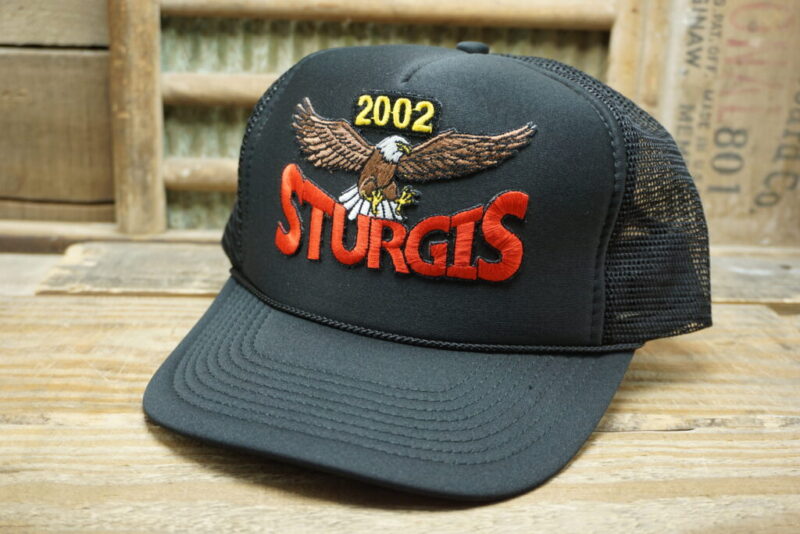 Vintage 2002 Sturgis South Dakota Eagle Motorcycle Rally Rope Snapback Trucker Hat Cap Made in Sri Lanka