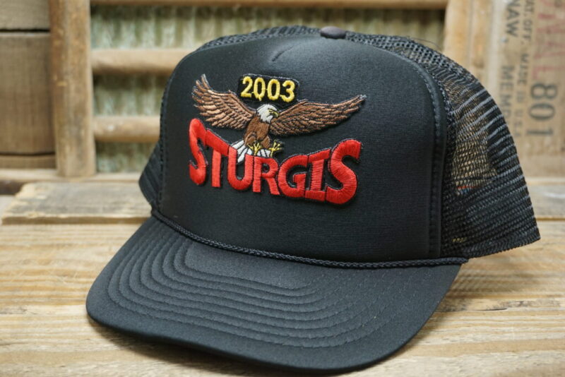 Vintage 2003 Sturgis South Dakota Eagle Motorcycle Rally Rope Snapback Trucker Hat Cap Nissin Made in China