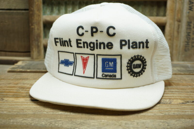 Vintage C-P-C Flint Engine Plant Chevrolet Pontiac GM UAW United Auto Workers Snapback Trucker Mesh Hat Cap AAA Advertising Made in USA