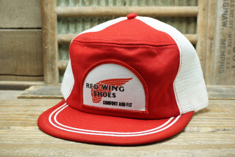 Vintage Red Wing Shoes Comfort and Fit Mesh Snapback Trucker Hat Cap Kap King Made in USA