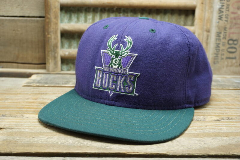 Vintage Milwaukee Bucks NBA Snapback Trucker Hat Cap New Era Pro Model Made in USA