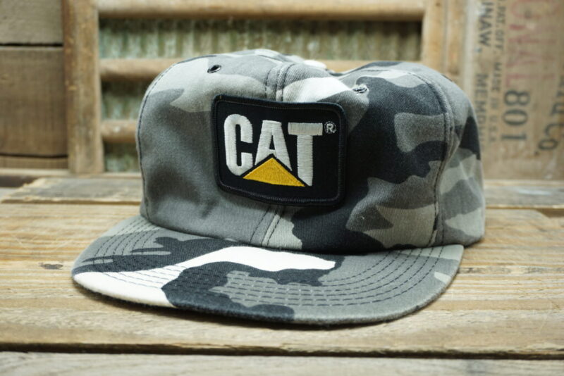 Vintage CAT Camo Patch Mesh Trucker Hat Cap Tonkin Made in USA