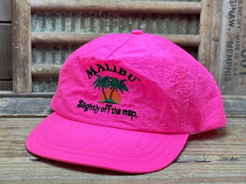 Vintage Malibu Rum Slightly off the Map Hot Pink Mesh Snapback Cap Hat Mesh Patch Made in China