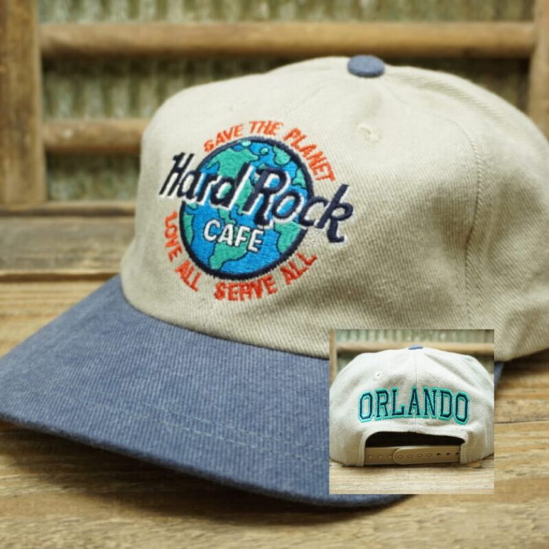 Vintage Hard Rock Cafe Save The Planet Love All Serve All ORLANDO Mesh Trucker Hat Cap Made in Taiwan