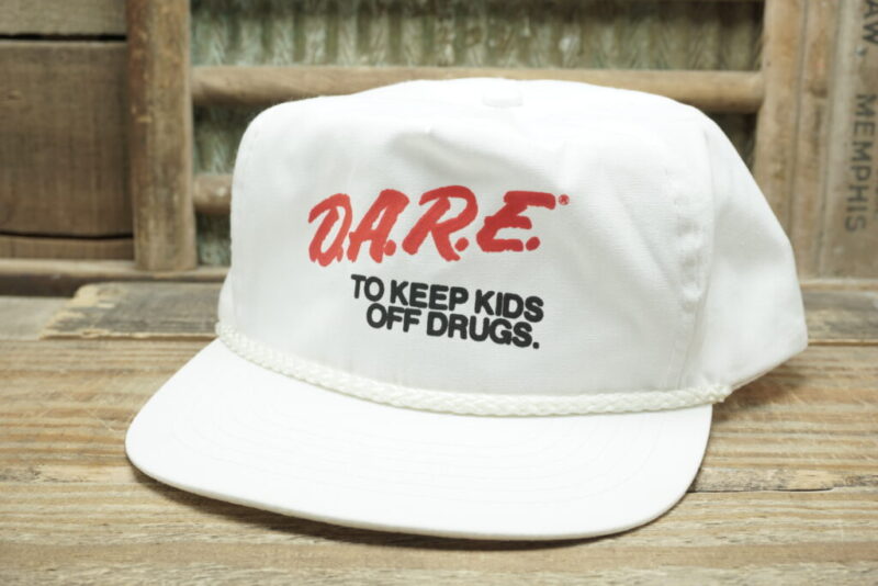 Vintage D.A.R.E Dare To Keep Kids Off Drugs Mesh Snapback Trucker Hat Cap Pebble Beach Cap Made in Philippines