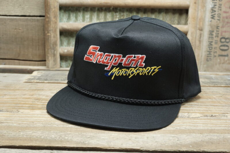 Vintage Snap-On Motorsports Racing Rope Mesh Snapback Trucker Hat Cap Swingster Made in China