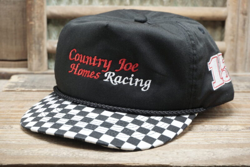 Vintage Country Joe Homes Racing 15 Checkered Flag Bill Rope Mesh Snapback Trucker Hat Cap Otto Cap Made in Philippines