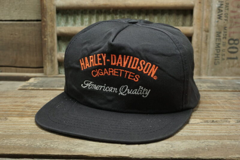 Vintage Harley-Davidson HD Cigarettes American Quality Mesh Snapback Trucker Hat Cap Made in USA