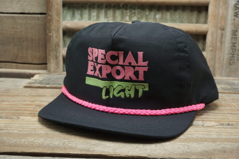 Vintage Special Export Light Beer Rope Mesh Snapback Trucker Hat Cap Sportcap Made in Taiwan R.O.C.