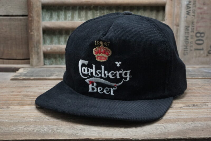 Vintage Carlsberg Beer Corduroy Mesh Snapback Trucker Hat Cap Innovative Products Made in USA