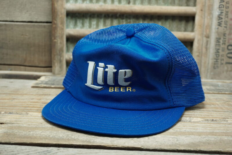 Vintage Miller Lite Beer Mesh Snapback Trucker Hat Cap Made in USA