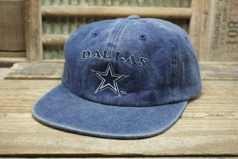 Vintage NFL Dallas Cowboys Football Denim Strapback Trucker Hat Cap Sports Specialties Made In Bangladesh