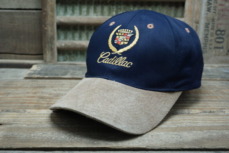 Vintage Cadillac Suede Bill Strapback Trucker Hat Cap Made in China