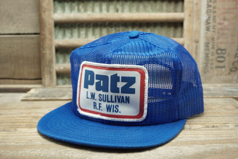 Vintage PATZ L.W. Sullivan R.F. River Falls Wisconsin Patch Full All Mesh Snapback Trucker Hat Cap Louisville MFG CO Made in USA