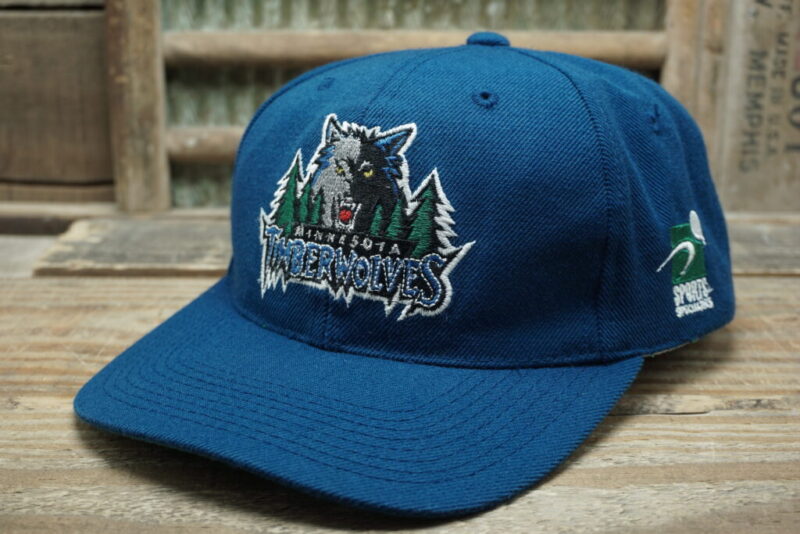 Vintage MBA Minnesota Timberwolves Wool Blend Mesh Snapback Trucker Hat Cap Sports Specialties Made In Bangladesh