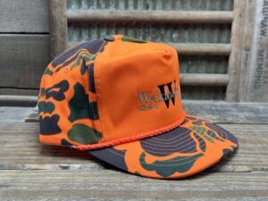 Waldecker Chevy Olds Orange Camo Rope Hat