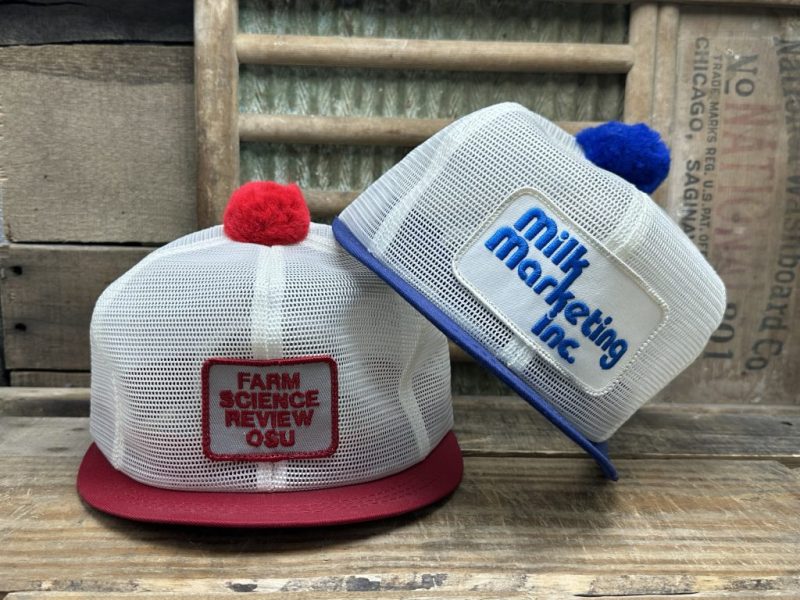 Vintage Milk Marketing INC Farm science review OSU short bill Pom Pom Snapback Trucker Hat Cap K Brand K Products Made in USA