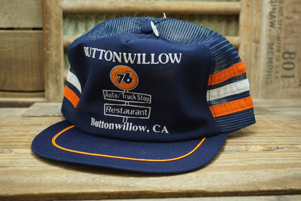 Vintage 76 Buttonwillow Auto Truck Stop Restaurant Gas station California CA 3 Stripe Snapback Trucker Hat Cap Headwear Clark Enterprises Made in USA