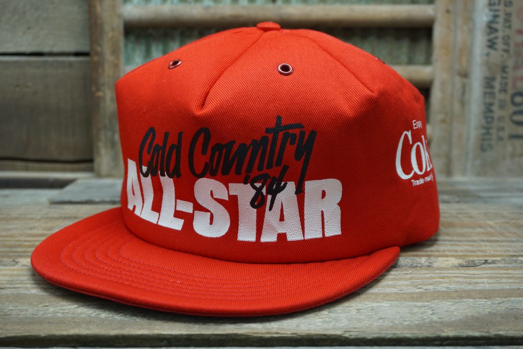Vintage Cold Country 1984 '84 All-Star Enjoy Coke MLB Promo Snapback Trucker Hat Cap Adjust-A-Tab Made in USA